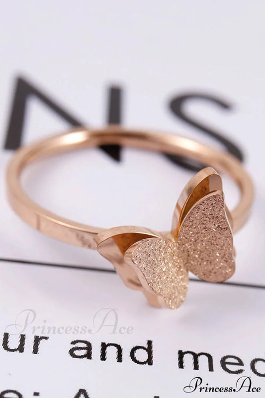 Fashion Frosted Butterfly Titanium Steel Ring