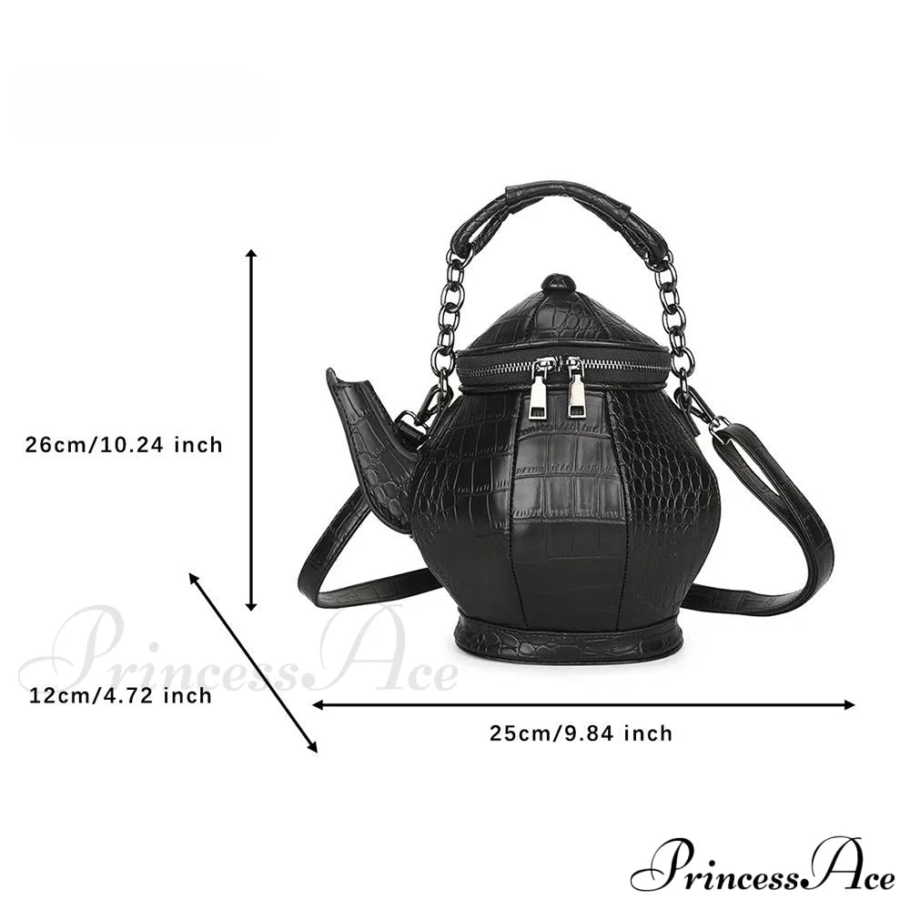 Fashion Funny Teapot Shaped Stone Pattern Leather Gothic Personalized Bag Halloween