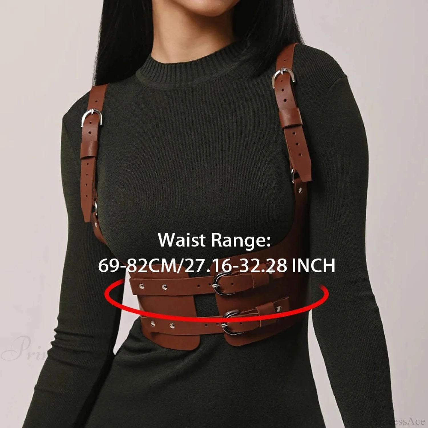 Fashion Gothic Punk Broad Waist Belt brown / Adjustable