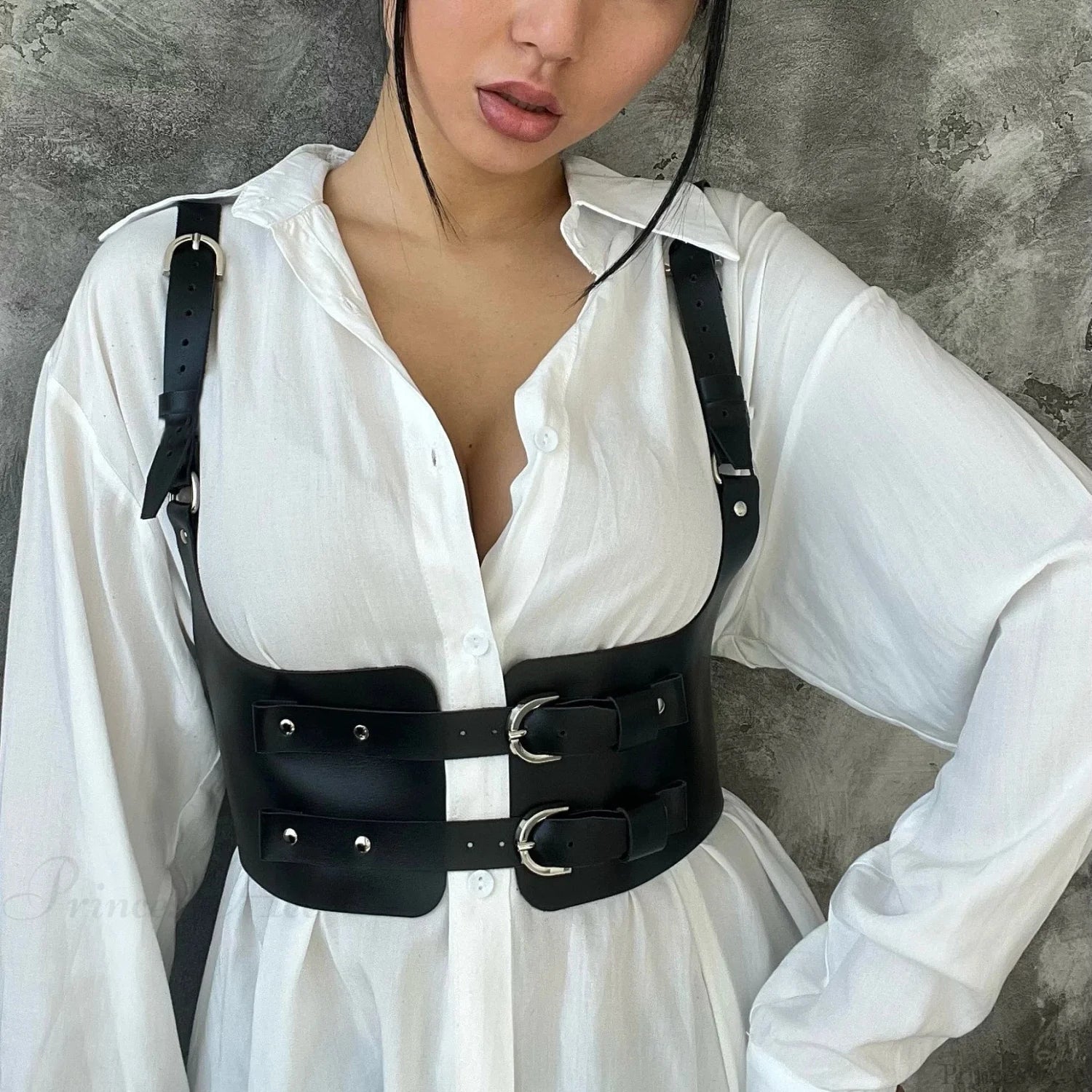 Fashion Gothic Punk Broad Waist Belt brown / Adjustable