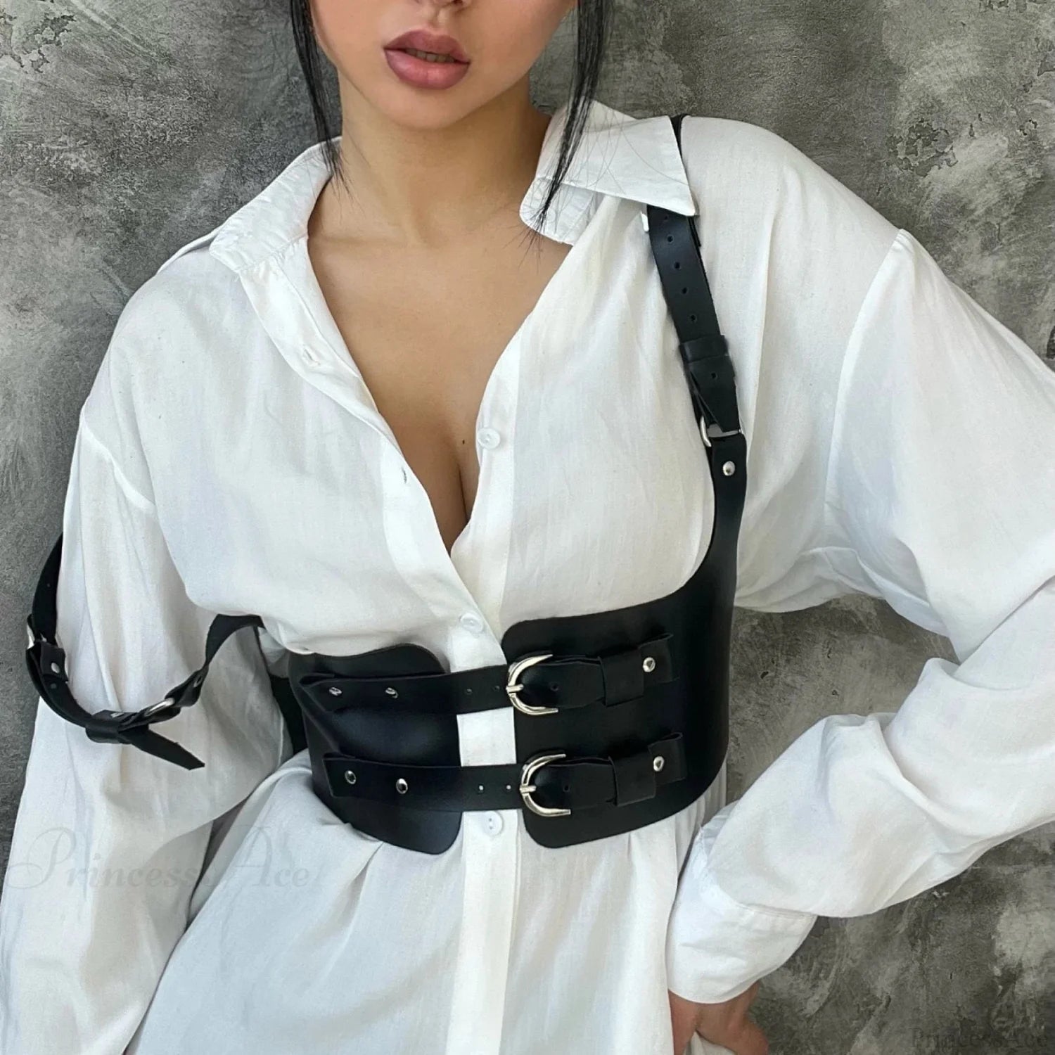 Fashion Gothic Punk Broad Waist Belt brown / Adjustable