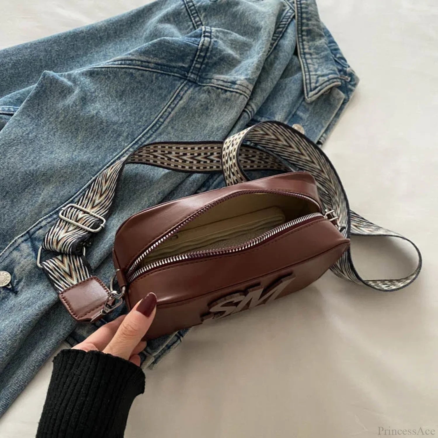 Fashion Leopard Print Letters Crossbody Bag Single Zipper Brown crossbody-250126