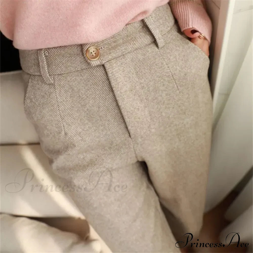 Fashion Office Wear High Waist Harem Pencil Trousers Autumn Winter Pants