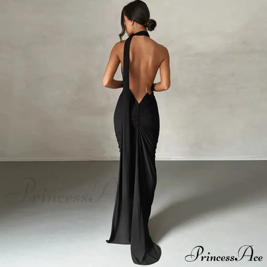 Fashion One Shoulder Elegant Long Sleeve Split Maxi Dress