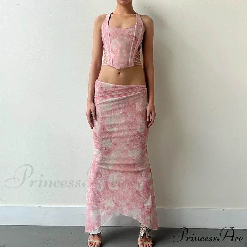 Fashion Print Two Set Maxi Dress