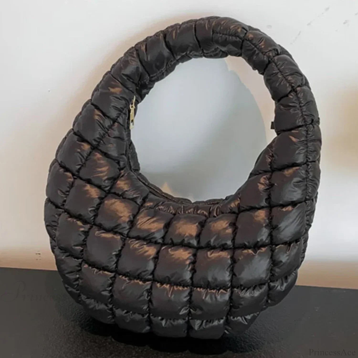 Fashion Quilted Puffer Cloud Pleated Shoulder Handbag Black handbag-250126