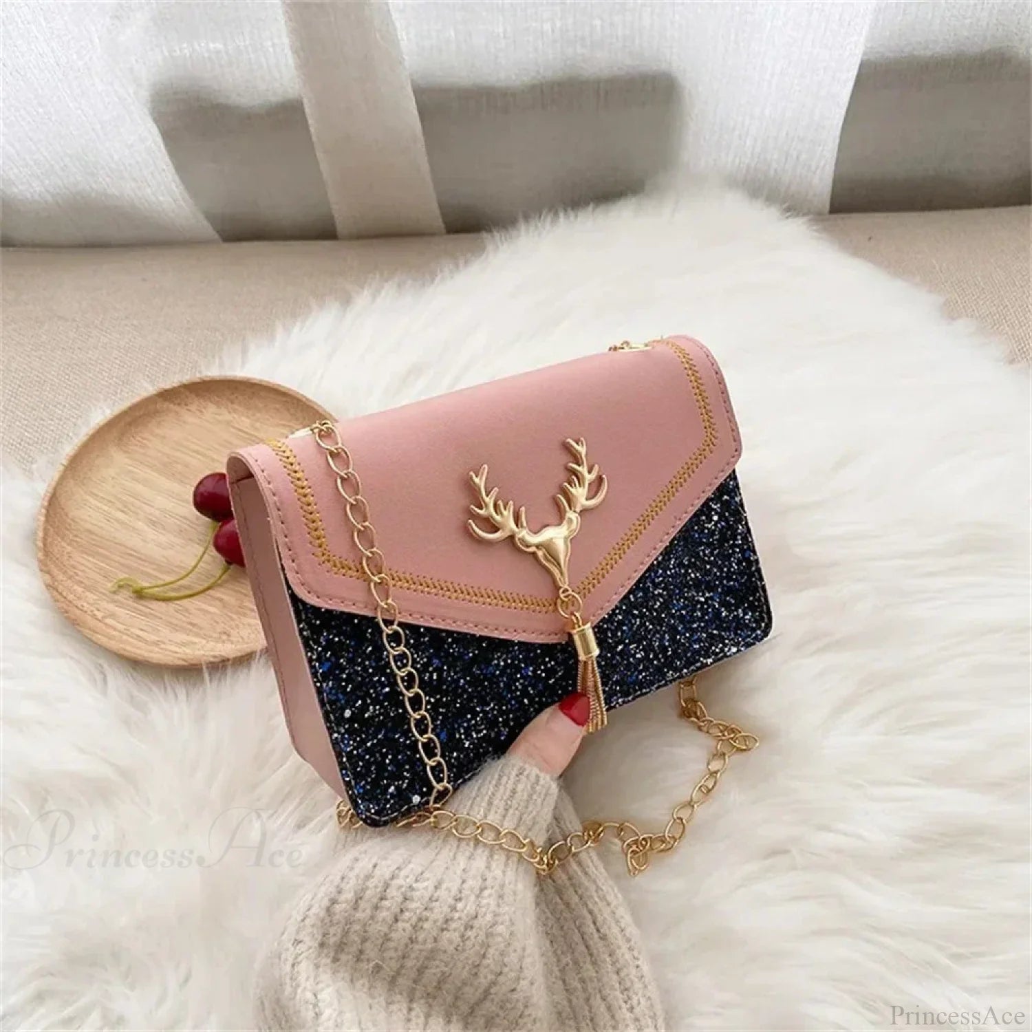 Fashion Retro PU Small Square Crossbody Handbag Pink-19.5x5.5x12.5cm handbag-250126