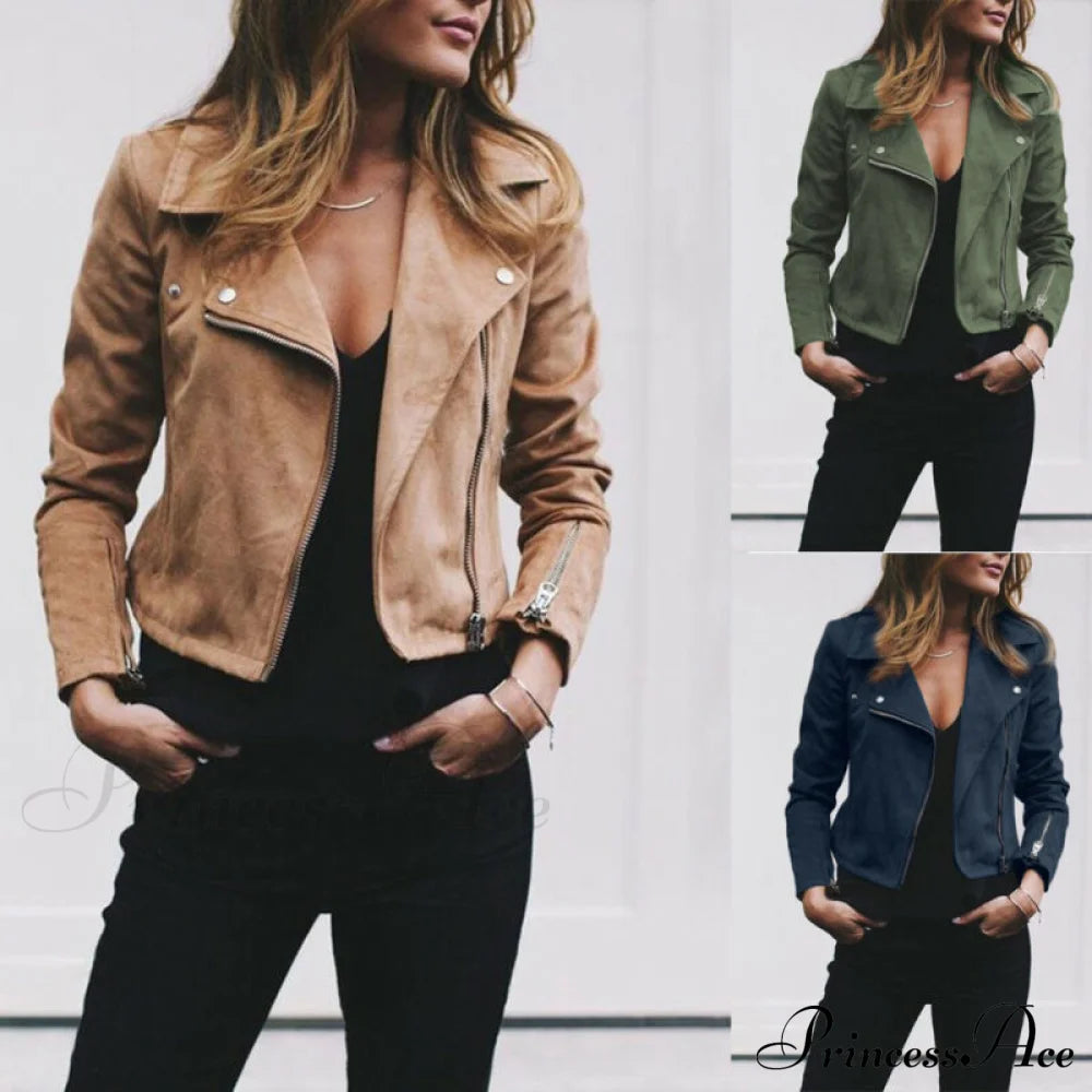 Fashion Solid Color Cool Zipper Jacket