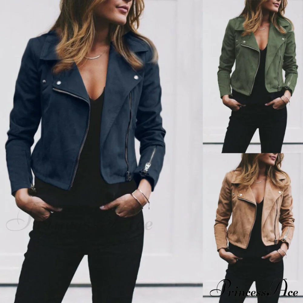 Fashion Solid Color Cool Zipper Jacket