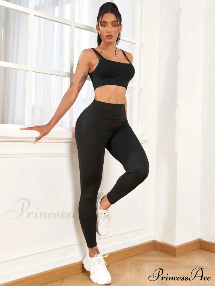 Fashion Sporty Casual High Waist Patchwork Ruched Detail Running Fitness Pants Leggings