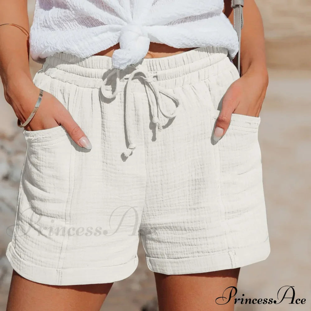 Fashion Straight High Waist Loose Korean Trouser Summer Short White / S