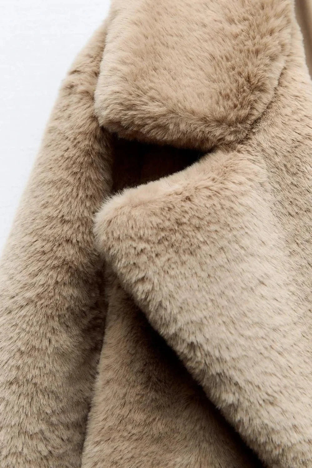 Faux Fur Lapel Long Sleeve Warm Overcoat