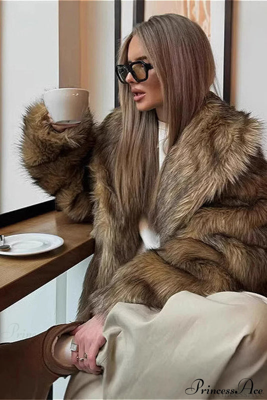 Faux Fur Lapel Warm Winter Coat