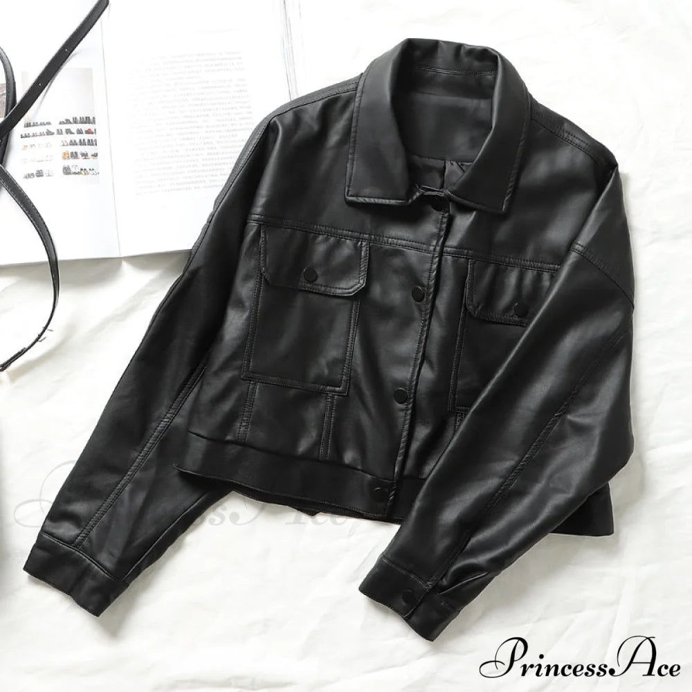 Faux Leather Short Y2K Jacket