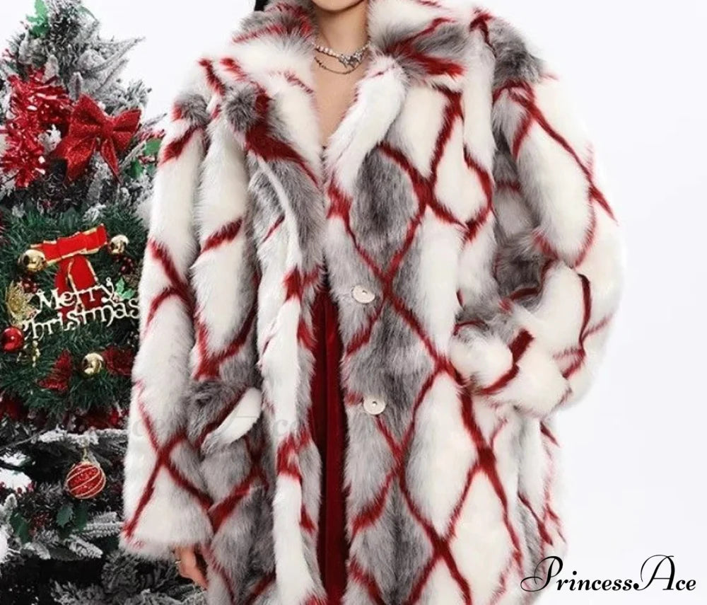 Faux Mink Fur Red Coat / S Coats-241208