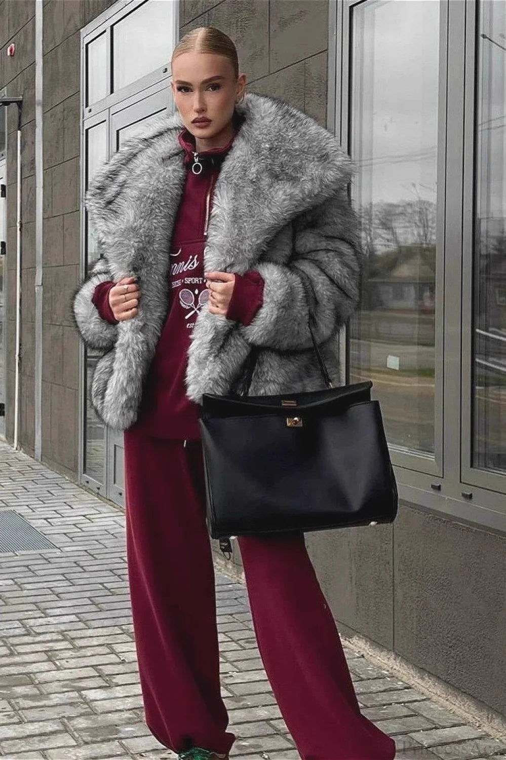 Faux Silver Fox Fur Chic Short Lazy Coat