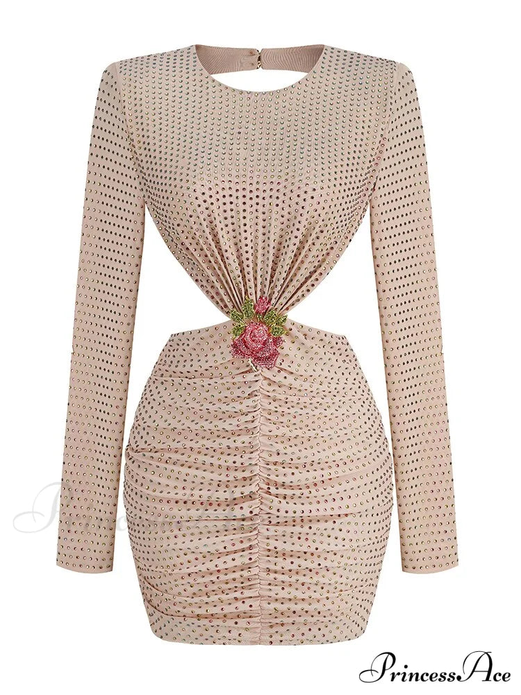 Fayette Diamond Stylish Mini Dress Apricot / Xs