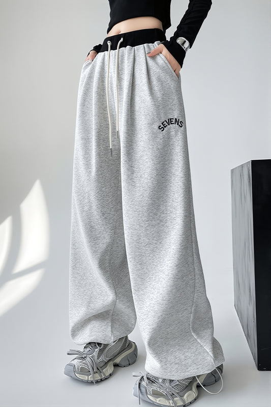 Contrast Panel Wide Leg Sport Pants