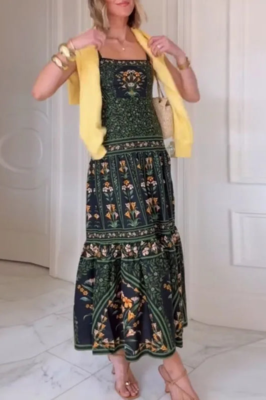 Ethnic Vintage Print A Line Boho Dres