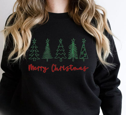 Cute Literary Pencil Drawing Marry Christmas Slogan Girl Christmas Hoodie