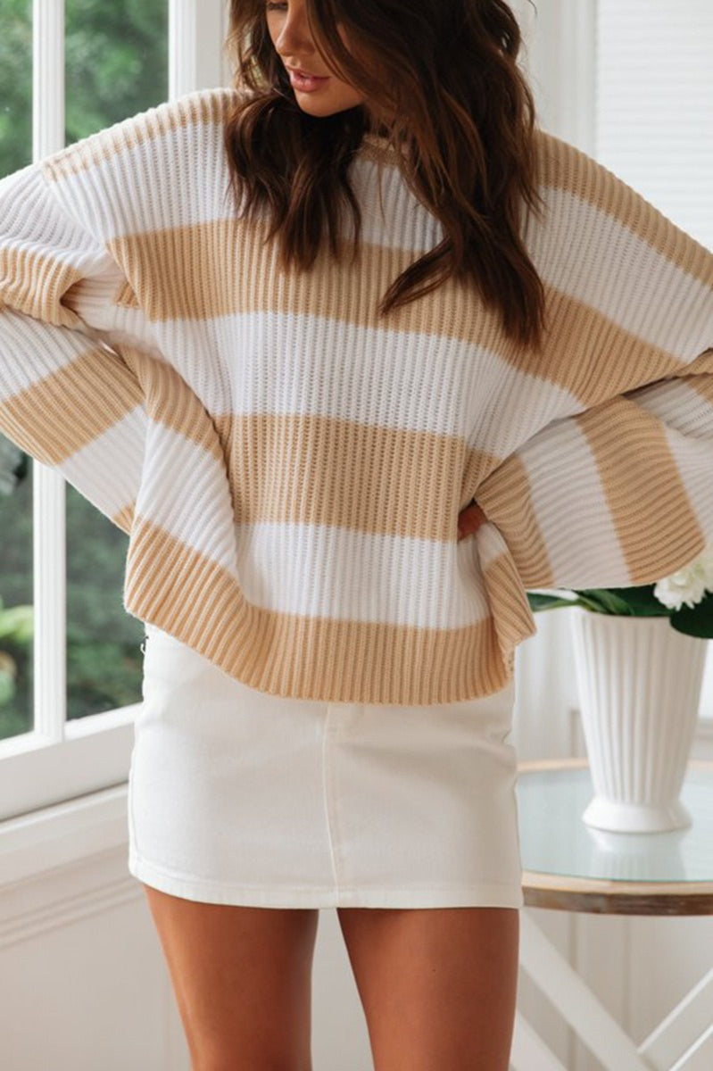 Striped Color-Block Rolled-Neck Sweater