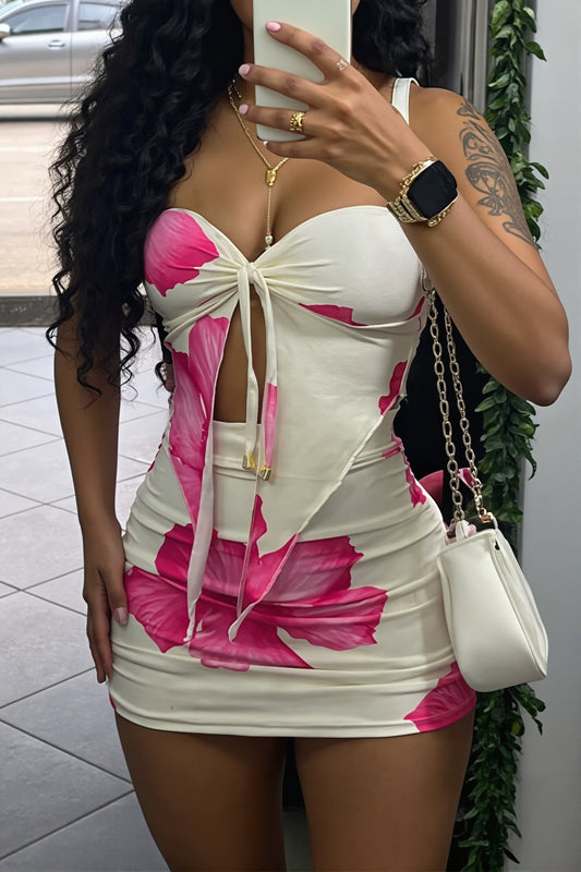 Floral Print Mini Skirt Set
