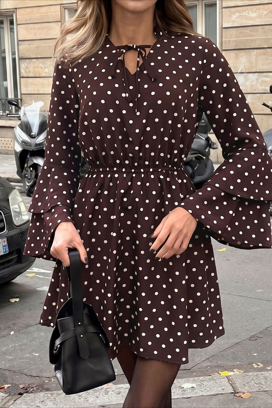 Polka Dot Ruffle Sleeve Mini Dress