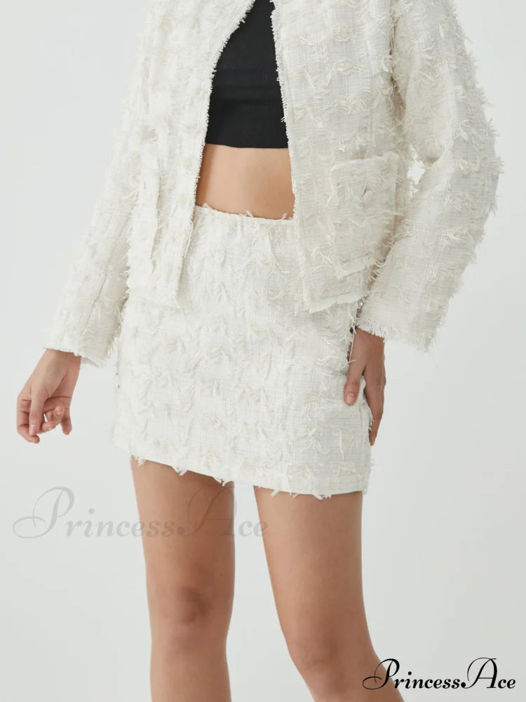 Feather Decorated Graceful Mini Skirt Skirts