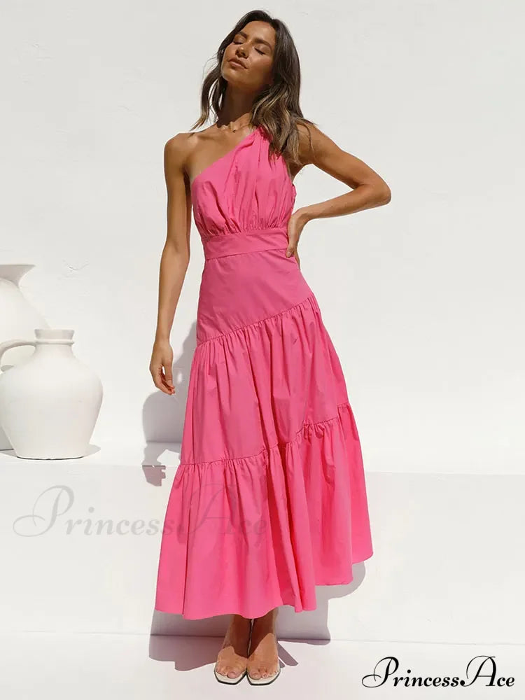 Feathers Strapless Sleeveless Split Hem Evening Maxi Dress Rose Red / S