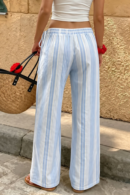 Striped Bow Tie Resort Wide Leg Pants