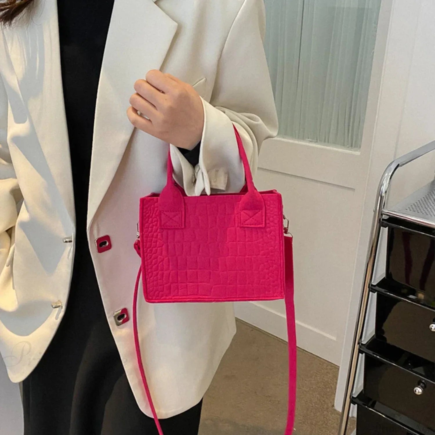 Felt Mini Tote Autumn Winter Small Square Handbag handbag-250126