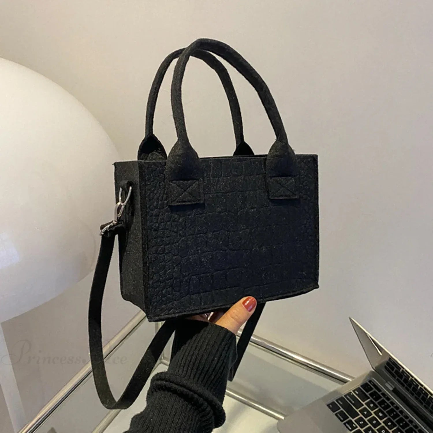 Felt Mini Tote Autumn Winter Small Square Handbag handbag-250126