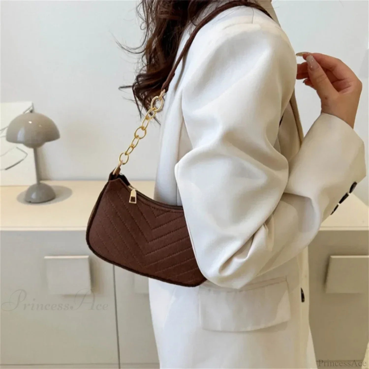 Felt Solid Color Retro Underarm Shoulder Bag shoulder-250126