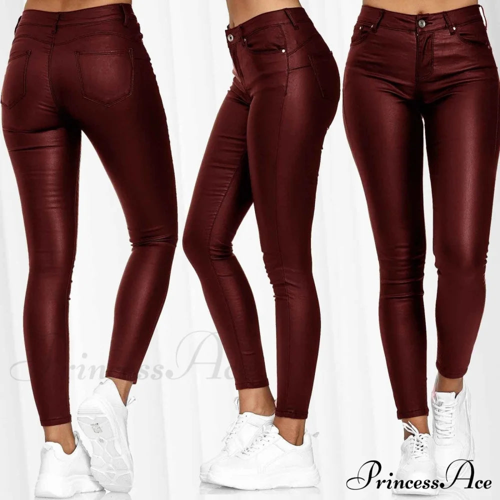 Female Leather Leggings Pants