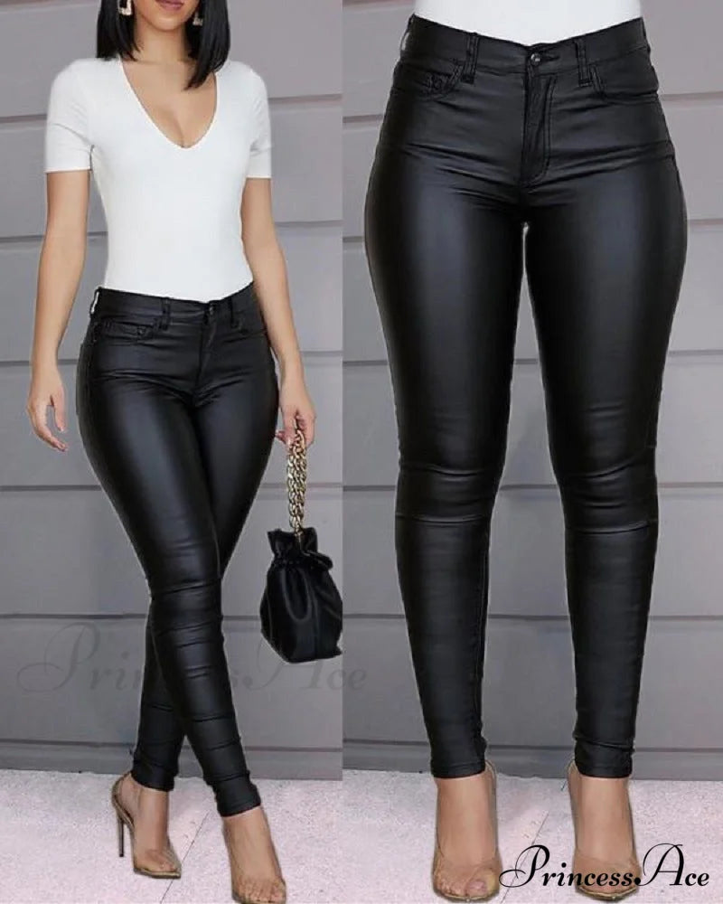 Female Leather Leggings Pants