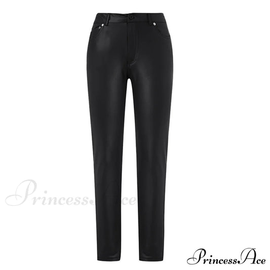 Female Leather Leggings Pants Black / Xs