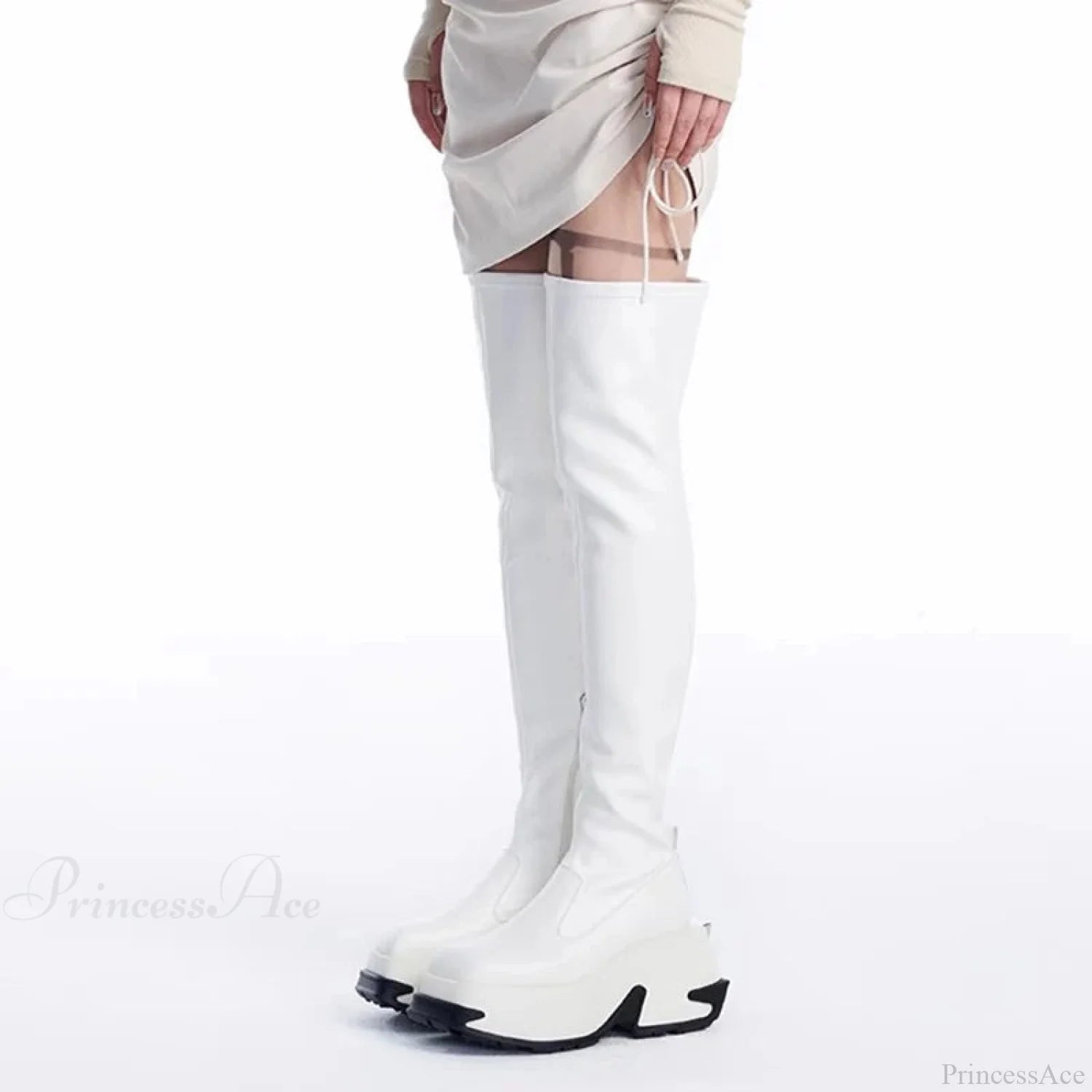 Females Punk 10 CM Platform Chunky Gothic Boot WHITE / 35