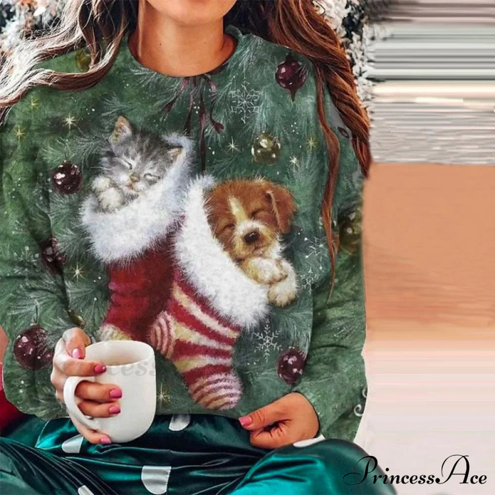 Creative Christmas Sweatshirt Green best Best Sellings clothes Plus Size Sale tops Topseller