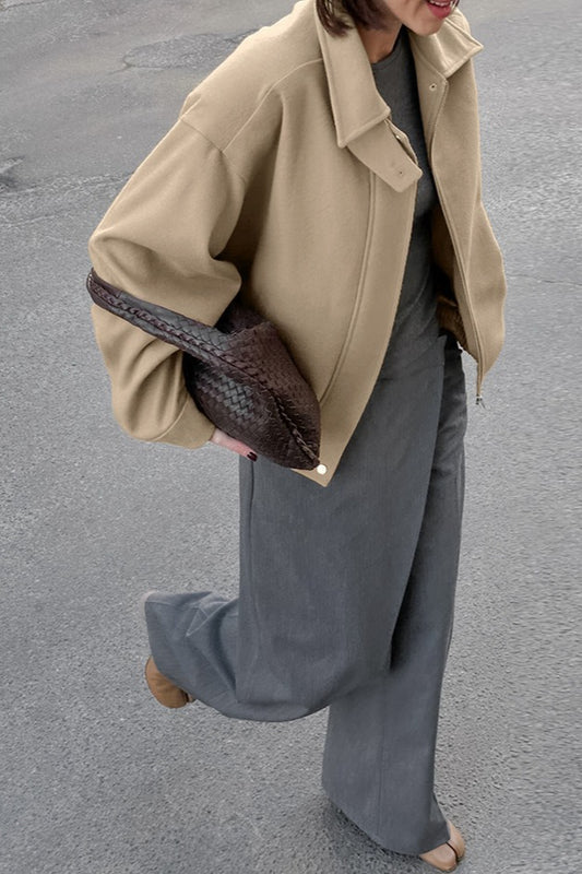 Veste ample en laine kaki