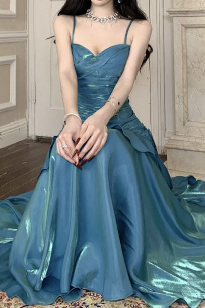 Satin Ruffle Trim Party Dress