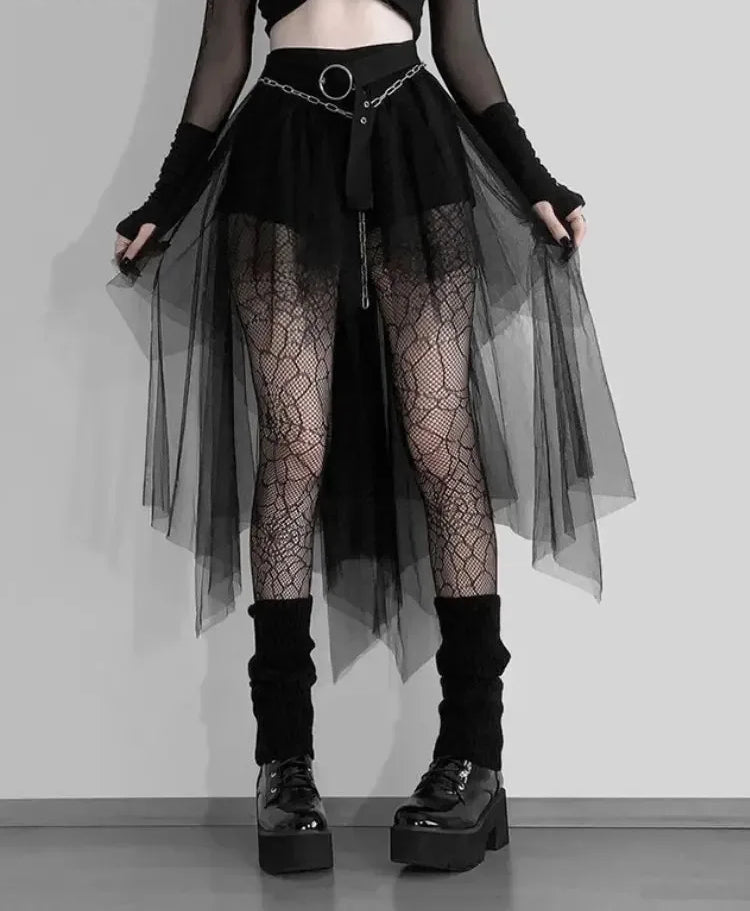 Velvet Lace Patchwork Trumpet Skirt