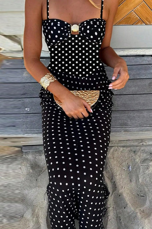 Rückenfreies Maxikleid mit Camisole-Ausschnitt und Spitze