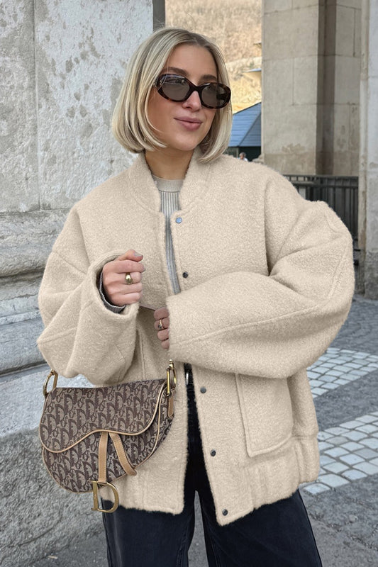 Boucle Stand Collar Pocket Jacket