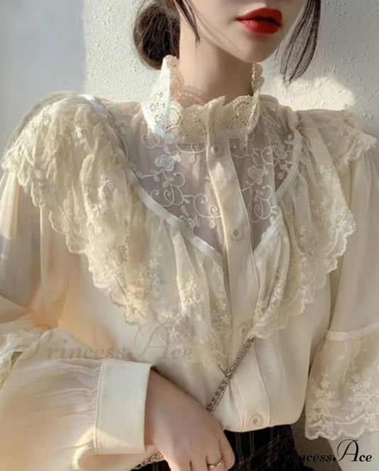 Fiona Ruffled Top M / Ivory Tops & Blouses