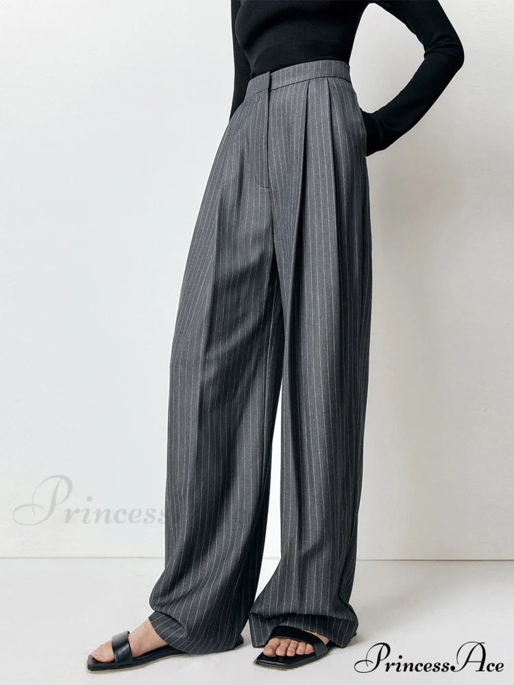 First Choice Pinstripe Trendy Wide Leg Dress Pants