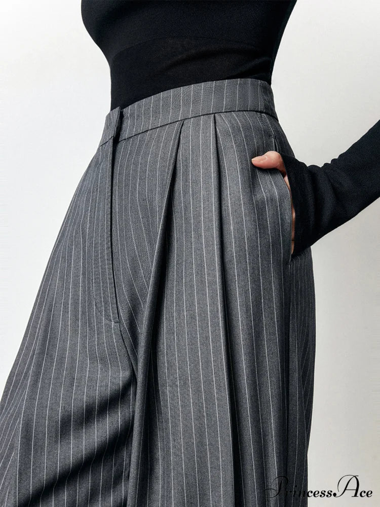 First Choice Pinstripe Trendy Wide Leg Dress Pants