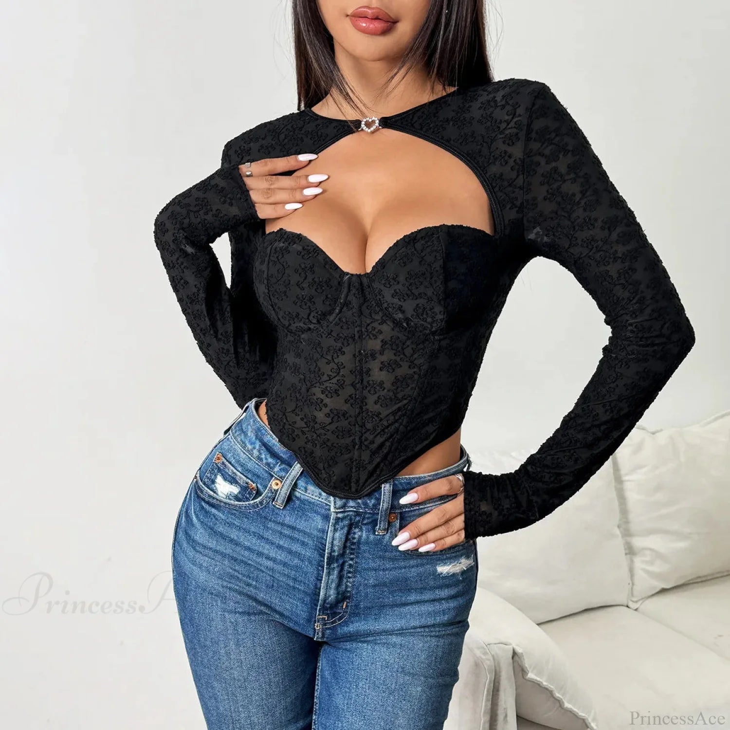 Fishbone Crop Top Black / S