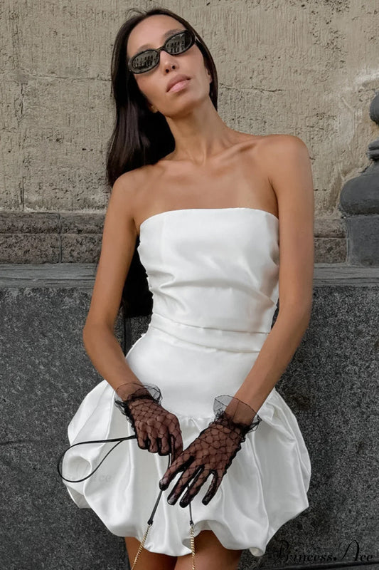 Fitted Crop Top Ruffled Mini Dress White / S