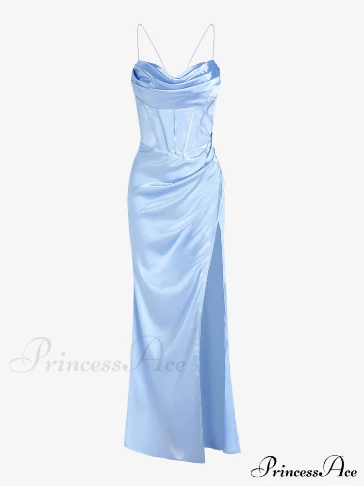 Fitted Satin Stylish Maxi Dress Dresses