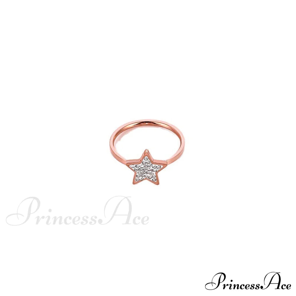 Five-Pointed Star Full Diamond Titanium Steel Ring